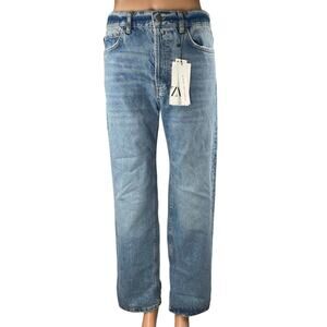 NEW Zara Women's Blue Medium Wash High Rise Relaxed Straight Denim Jeans Size 2